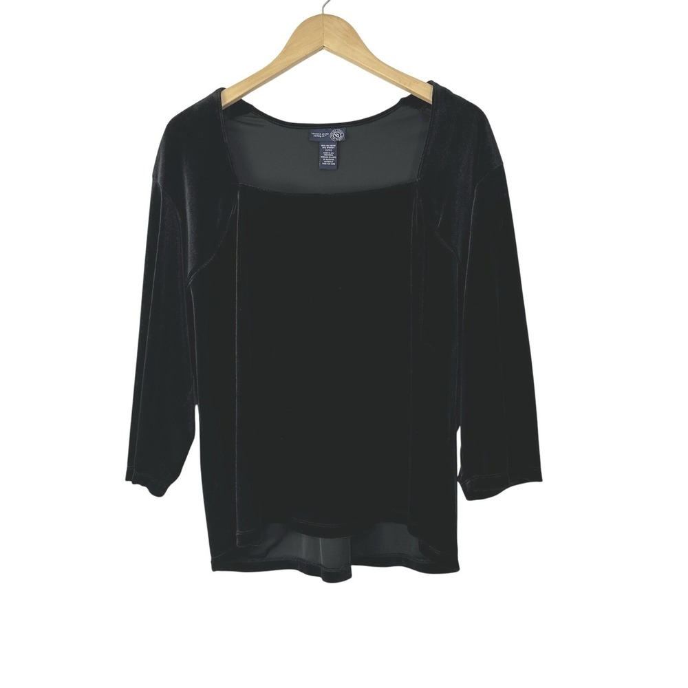 Venezia Jeans Clothing Co Womens Black 18/20 Velvet Top Square Neck Dark Romance